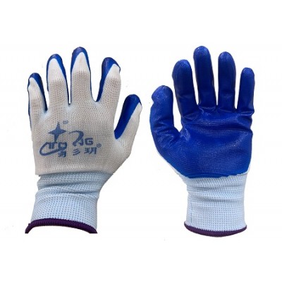 NAVI-Găng tay polyester phủ PU Natri lòng (trắng-xanh) 35 g Size M